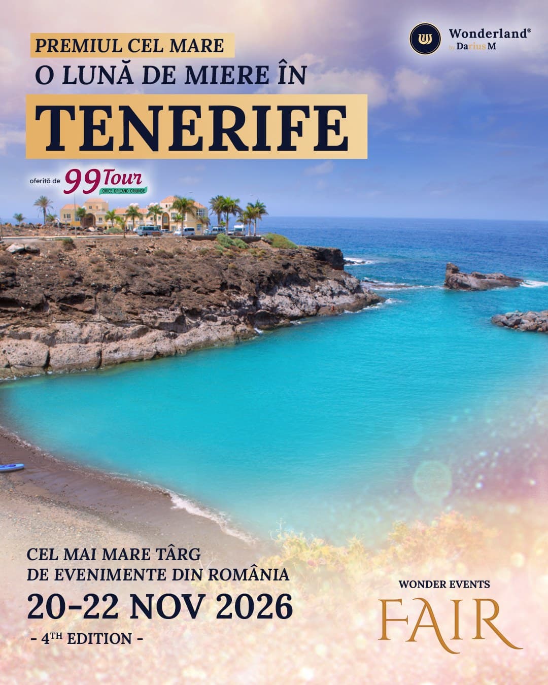 Premiul cel mare: o lună de miere în Tenerife, oferită de 99Tour